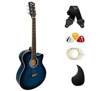 TIGER ACG4BL-NB Full Size 4/4 Electro Acoustic Guitar for Beginners with Built-in 3-Band EQ - Package includes Strap and Spare Strings - Blue - Now with Six Months FREE lessons