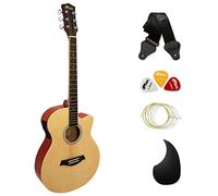 TIGER ACG4NT-NB Full Size 4/4 Electro Acoustic Guitar for Beginners with Built-in 3-Band EQ - Package includes Strap and Spare Strings - Natural - Now with Six Months FREE lessons