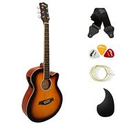 Tiger ACG4SB-NB Full Size 4/4 Electro Acoustic Guitar for Beginners with Built-in 3-Band EQ - Package includes Strap and Spare Strings - Sunburst - Now with Six Months FREE lessons