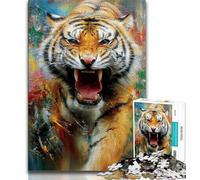 Tiger Adult Puzzles 1000 Pieces,Help The Brain Exercise Addictive Toys to Cultivate Patience Unique Challenge Game 38x26cm