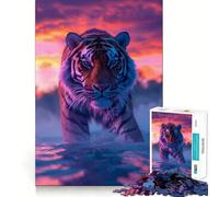 Tiger Aesthetic Sunset 1000 Piece Jigsaw Puzzles for Teenagers Logic Sense Toy Peaceful Fun Smooth Edge Creative Gift (50x75cm)