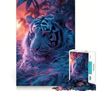 Tiger Aesthetic Sunset 1000 Piece Jigsaws for Teenagers Puzzle Mind Challenge Toy Calm Pastime Precise Cut Lovely Gift (38x26cm)