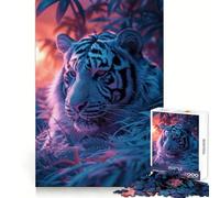 Tiger Aesthetic Sunset 1000 Piece Jigsaws for Teenagers Puzzle Mind Challenge Toy Calm Pastime Precise Cut Lovely Gift (38x26cm)