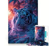 Tiger Aesthetic Sunset Teenagers 1000 Piece Jigsaw Puzzle Memory Gain Light Relax Design Assembly Wall Art Decor (50x75cm)