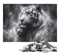 'Tiger And Cub Black And White Puzzles for Adults & Teenagers Puzzles for Adults & Teenager Fun Puzzles Games 1000pcs (75x50cm)