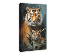 Tiger And Cub Canvas Poster Wall Art Decor Print Picture Paintings for Living Room Bedroom Decoration 16x24inch(40x60cm)