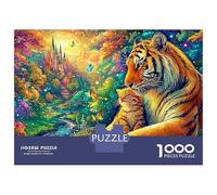 Tiger And Cub Rest by A Stream 1000 Piece Jigsaw Puzzle The Forest King Recycled Cardboard, Challenging Puzzle for Adults 52x38cm/1000pcs