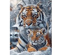 Tiger And Cubs in A Magical Glow 1000 Piece Complete Jigsaw Puzzle Set Wildlife Pet Teens Beginners Mind Relaxation Puzzle Fans Group Play Anniversary Fathers Gift Thick Cardboard 1000 PCS