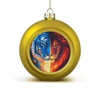 Tiger And Lion in Flames Christmas Balls for Tree Decoration PC Baubles Hanging Ornaments Festive Decor 1PCS