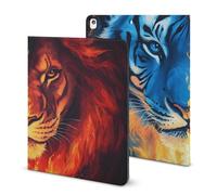 Tiger And Lion in Flames Stylish Tablet Case Compatible with IPAD 2020 （10.2in） TPU Anti-Scratch Covers with Pen Slot