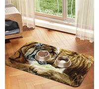 Tiger And Lion Printed Pet Bowl Mats, Non-Slip And Tasteless Dog And Cat Feeding Mats