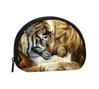 Tiger and Lion Printed Portable Full-Width Printed Coin Purse is Convenient for Daily Use