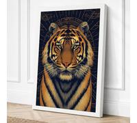 Tiger and Mandala Japandi Canvas Wall Art Print 24x16 Inch (61 x 41 cm)