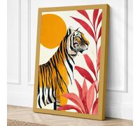 Tiger and Rising Sun Canvas Wall Art Print 24x16 Inch