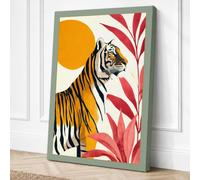 Tiger and Rising Sun Canvas Wall Art Print 24x16 Inch
