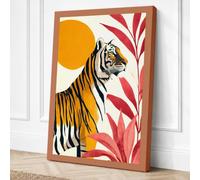 Tiger and Rising Sun Canvas Wall Art Print 24x16 Inch