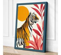 Tiger and Rising Sun Canvas Wall Art Print 24x16 Inch