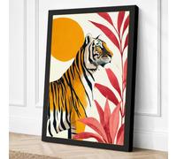 Tiger and Rising Sun Canvas Wall Art Print 24x16 Inch