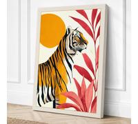 Tiger and Rising Sun Canvas Wall Art Print 36x24 Inch