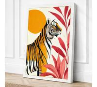 Tiger and Rising Sun Canvas Wall Art Print 36x24 Inch