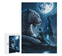 Tiger And Sorceress Under The Moon - Wooden Picture Puzzle for Grown-Ups, 300 PCS, Year-End Present, for Relaxing Solo Or Group Play