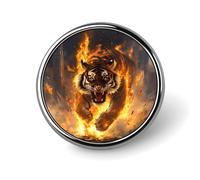 Tiger and Thunder Round Brooch Pins Lapel Tie Badge Metal Memorial Button Pin Kit for Hat Shirt Clothing Bags Decor