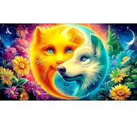 Tiger-and-White-Tiger-Facing-Each-Other Jigsaw Puzzles for Adults: 1000-Piece Recycled Cardboard Decoration 75x50cm/1000pcs