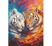 Tiger And White Tiger Yin-Yang Art 500-piece Jigsaw Puzzle Bundle Wildlife Pet Cute Family Puzzle Lovers Brain Training Mindful Activity Spring Gift Durable Cardboard 500 PCS
