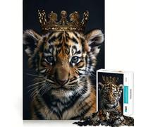 Tiger Animal Cute King 1000 Piece Jigsaw Puzzle for Adults Think Smart Toy Indoor Fun Smooth Cut Santa Wish Pick 38x26cm