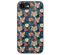 Tiger Animal Tropical Leaves Phone Case Glass Phone Cover Protective Shell Compatible with iPhone 16/Pro/Pro Max/Plus/E