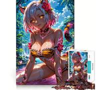 Tiger Anime Girl 1000 Piece Jigsaw Puzzle for Teenagers Smart Toy Bonding Time Accurate Cut Art Collection Piece 50x75cm