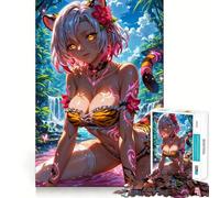 Tiger Anime Girl Jigsaw Puzzle for Adults 1000 Pieces Smart Reason Toy Group Joy Smooth Edge Fine Art Piece 38x52cm