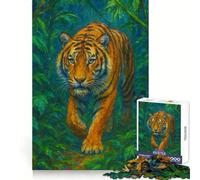Tiger Approaching in Tropical Foliage 1000 Piece Jigsaw Puzzle for Adults Brain Challenge Toy Group Play Clear Cut Lovely Present 38x26cm