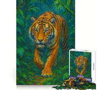 Tiger Approaching in Tropical Foliage Adults Puzzles 1000 Piece Jigsaws Reason Skill Toy Slow Enjoy Exact Cut Art Collection Piece 38x52cm