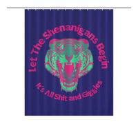 Tiger - Around - Text - T-shirtOpaque Polyester Shower Curtain, Water-Resistant, Heat-Resistant, 12 C-Shaped Hooks & Stainless Grommets - Shower Curtains, Shower Curtains for Bathroom, Bathroom Shower