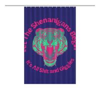 Tiger - Around - Text - T-shirtOpaque Polyester Shower Curtain, Water-Resistant, Heat-Resistant, 12 C-Shaped Hooks & Stainless Grommets - Shower Curtains, Shower Curtains for Bathroom, Bathroom Shower