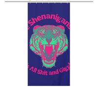 Tiger - Around - Text - T-shirtOpaque Polyester Shower Curtain, Water-Resistant, Heat-Resistant, 12 C-Shaped Hooks & Stainless Grommets - Shower Curtains, Shower Curtains for Bathroom, Bathroom Shower