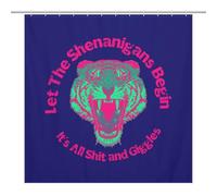 Tiger - Around - Text - T-shirtOpaque Polyester Shower Curtain, Water-Resistant, Heat-Resistant, 12 C-Shaped Hooks & Stainless Grommets - Shower Curtains, Shower Curtains for Bathroom, Bathroom Shower