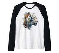 Tiger Art Animal Tree Animal Tiger Raglan Baseball Tee