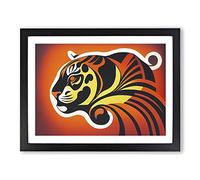 Tiger Art Deco Style Abstract Framed Print | A2 Black Framed Wall Art | Ready to Hang | Art Deco Animal Picture | Living Room Bedroom Lounge Office