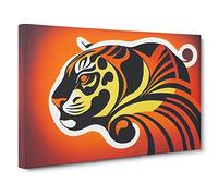 Tiger Art Deco Style Canvas Print | Gallery Wrapped 30mm Frame Wall Decor | 30x20 inches | Ready to Hang | Art Deco Animals Picture | Living Room Bedroom Lounge Office