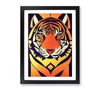 Tiger Art No.1 Abstract Framed Print | A3 Black Framed Wall Art | Ready to Hang | Abstract Animal Picture | Living Room Bedroom Lounge Office