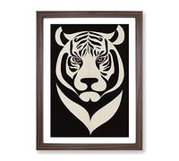 Tiger Art No.3 Abstract Framed Print | A4 Walnut Framed Wall Art | Ready to Hang | Abstract Animal Picture | Living Room Bedroom Lounge Office