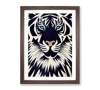 Tiger Art No.4 Abstract Framed Print for Living Room Bedroom Home Office Décor, Wall Art Picture Ready to Hang, Walnut A3 Frame (34 x 46 cm)