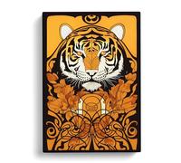Tiger Art Nouveau No.3 Canvas Print | Gallery Wrapped 30mm Frame Wall Art | 30x20 inches | Ready to Hang | Modern Animals Picture | Living Room Bedroom Lounge Office