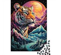 Tiger Art Print-5 1000-Piece Puzzle for Adults, 70x50cm/1000pcs, Easy to Pause And Continue Later; Low-dust White Card for Tabletop Use