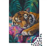 Tiger Art Print - Jungle Decor-1 Jigsaw Puzzles Puzzles for Adults Kids. 1000 Pieces Whimsical Challenge Toy Educational Games Home Decoration for Educational Games Gifts 38x26cm/1000pcs