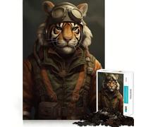 Tiger As A Pilot 1000 Teenager Pieces Jigsaw Puzzle Brain Challenge Toy Home Activity Clear Cut Heartfelt Gift 38x26cm