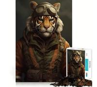 Tiger As A Pilot Jigsaw Puzzles 1000 Pieces for Teenagers Thought Toy Shared Fun Precise Edge Santa Wish Item 50x75cm