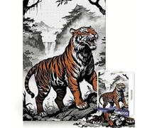 Tiger Asian Landscape Adults Puzzles 1000 Piece Jigsaws Reason Skill Toy Slow Enjoy Exact Cut Art Collection Piece 38x26cm